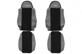 Set huse scaune camion compatibil cu MAN TGA TGL TGS TGM 2000->, negru cu gri, piele ecologica cu velur