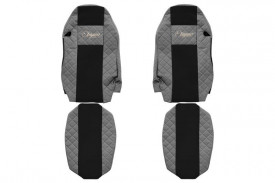 Set huse scaune camion compatibil cu MAN TGX 2007-2020, negru cu gri, piele ecologica cu velur, scaun sofer normal