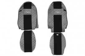 Set huse scaune camion compatibil cu Mercedes Actros MP3 2007-2010, Negru cu gri, piele ecologica cu velur