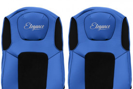 Set huse scaune camion compatibile cu FORD F-MAX 2018->, albastru cu negru, piele ecologica cu velur - Img 2