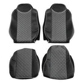 Set huse scaune camion compatibile cu MAN TGX 2007-2021, piele ecologica negru cu gri - Img 2