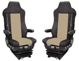 Set huse scaune camion compatibile cu MAN TGX II 2021->, piele ecologica negru cu crem