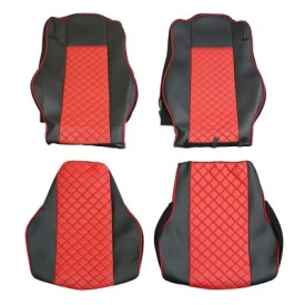 Set huse scaune camion compatibile cu Mercedes Actros MP4 MP5 2011->, piele ecologica negru cu rosu - Img 2