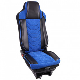 Set huse scaune camion compatibile MAN TGX EURO 6 2007-> piele ecologica cu catifea, negru cu albastru - Img 2