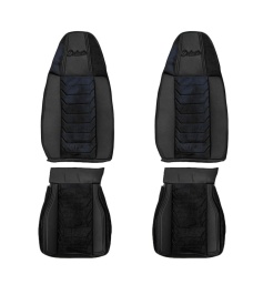Set huse scaune camion compatibile VOLVO FH 2002-2012 negru complet, piele ecologica cu catifea - Img 2