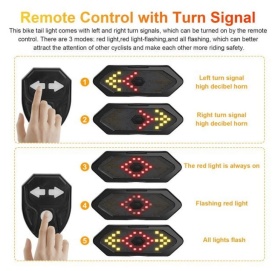 Set semnalizatoare pentru bicicleta, trotineta cu claxon inclus, incarcare USB, 5 moduri de iluminare, rezistenta la apa si praf IP65, instalare usoara - Img 6