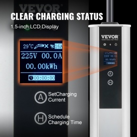 Statie incarcare mobila, Vevor mobil, 11kW 16A, incarcator portabil EV tip 2, incarcator auto monofazat pentru vehicule electrice cu cablu de incarcare de 7,5 m, priza CEE16, ecran LCD, statie de incarcare EV reglabila, cutie de control IP66 - Img 4