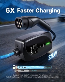 Statie incarcare mobila, Wallbox mobil, 22kW 32A, incarcator portabil EV tip 2, incarcator auto monofazat pentru vehicule electrice cu cablu de incarcare de 6 m, priza CEE, ecran LCD, statie de incarcare EV reglabila, cutie de control IP66 - Img 2