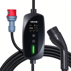 Statie incarcare mobila, Wallbox mobil, 22kW 32A, incarcator portabil EV tip 2, incarcator auto monofazat pentru vehicule electrice cu cablu de incarcare de 6 m, priza CEE, ecran LCD, statie de incarcare EV reglabila, cutie de control IP66