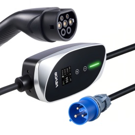 Statie incarcare mobila, Wallbox mobil, 7,4 kW 32A, incarcator portabil EV tip 2, incarcator auto monofazat pentru vehicule electrice cu cablu de incarcare de 6 m, priza CEE, ecran LCD, statie de incarcare EV reglabila, cutie de control IP66 - Img 9