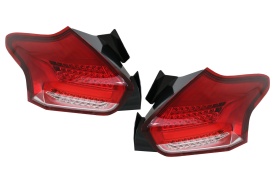 Stopuri Full LED BAR compatibil cu Ford Focus MK 3 Hatchback Facelift 2015-2018 Cu Semnalizare Dinamica Rosu - Img 1