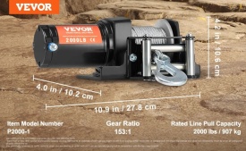 Troliu electric P2000-1, 12V pentru ATV off-road 0.95 hp, greutate remorcata 900 kg, cablu otel - Img 6