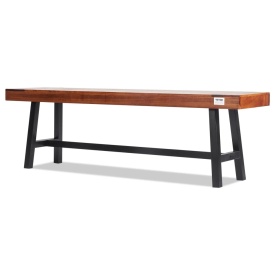 Banca de gradina din lemn de 160 cm cu picioare metalice pentru exterior, capacitate de incarcare de 250 kg, pentru gradina, banca de masa, de terasa, curte, veranda - Img 8