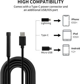 Camera Endoscop pentru telefonul IOS iPhone si Android cu un cablu de 3 metri - Img 3