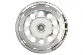 Capac roată față, material: oțel inoxidabil, număr de găuri: 10, diametru jantă: 22,5 inch, convex