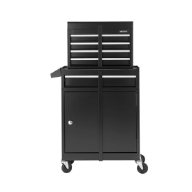 Carucior pentru scule, organizator dulap scule cu 5 sertare, cutie scula metalica detasabila in partea superioara, bara blocare, raft scule atelier garaj - Img 12