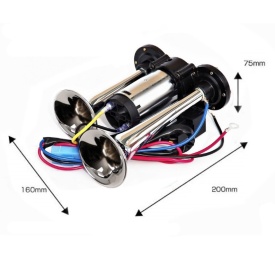 Claxon Auto, goarne cu 2 pipe Cromate si Compresor Integrat, Universal, Camion, TIR ,12V - Img 2
