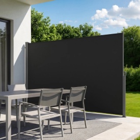 Copertina laterala retractabila, paravan lateral retractabil pentru terasa 180x300 cm cu tesstură din poliester 180 g/m², paravan de soare impermeabil, separator de camera pentru gradina, balcon, piscine, terasa, negru - Img 8