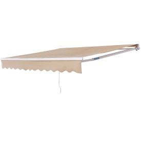 Copertina retractabila manuala, 360x300 cm, pentru terasa exterioara, parasolar retractabil, adapost pentru usa si fereastra din poliester rezistent la apa, cu maner manivela pentru curte, balcon - Img 4