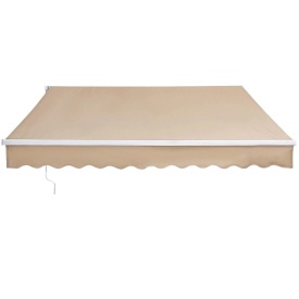 Copertina retractabila manuala, 400x240 cm, pentru terasa exterioara, parasolar retractabil, adapost pentru usa si fereastra din poliester rezistent la apa, cu maner manivela pentru curte, balcon - Img 8