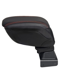 Cotiera auto neagra compatibila Skoda Fabia II 2007-2014, piele ecologica neagra si cusaturi rosii