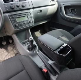Cotiera auto neagra cu buzunar compatibila Skoda Fabia II 2007-2014, piele ecologica - Img 7