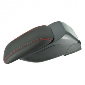 Cotiera auto universala neagra si cusatura rosie - Img 5