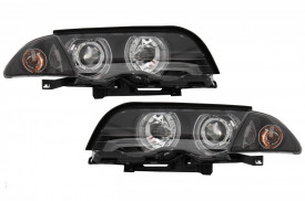 Faruri compatibile cu BMW E46 Limousine Touring 1998-2001 Angel Eyes Fundal Negru - Img 4