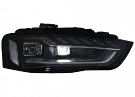 Faruri Full LED compatibil cu Audi A4 B8.5 Facelift (2012-2015) Negru Semnal Dinamic A4 B9.5 Design - Img 6