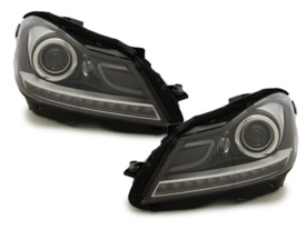 Faruri LED DRL compatibil cu Mercedes C-Class W204 S204 C204 Facelift (2011-2014) Negru - Img 6