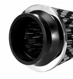 Filtru universal de aer sport carbon conic 155x120x76 mm, culoare crom, adaptoare: 60/65/70 mm - Img 2