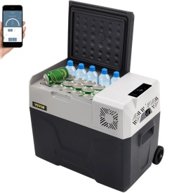 Frigider auto de 30L, cu roti si maner, voltaj operare 12V 24V DC si 100-240V AC pentru exterior, camping, rulote