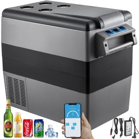 Frigider portabil 55L, frigider auto, 12V 24V 220 V, congelator, pentru camping, camion, barca - Img 3