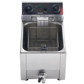 Friteuza electrica comerciala, capacitate ulei 6,8 L, friteuza de blat din otel inoxidabil de 2500 W cu cos si capac, control al temperaturii, supapa de scurgere a uleiului pentru restaurant si nu numai - Img 10