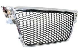 Grila Centrala Fara Emblema compatibil cu AUDI A4 B8 2007-2012 Limousine Avant RS Design Argintiu - Img 5