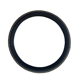 Husa volan imitatie piele neagra, cu imitatie de piele perforata crem si cusaturi crem - Img 2