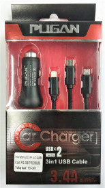Incarcator auto 3,4 A cu 3 capete PREMIUM Voltaj 12-24V