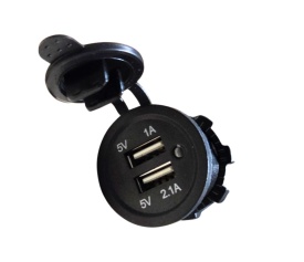Incarcator auto USB 2 porturi iesire 1A, 2.1A negru cu pini pentru instalare pe diverse auto moto camping rulote - Img 2