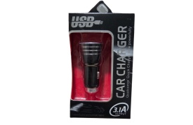 Incarcator auto USB universal cu 2 porturi iesire 2.1A si 1.0A incarcare rapida, negru cu argintiu - Img 2