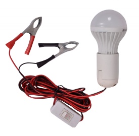 Lampa cu LED, 12V, 9W, cu clesti pentru baterie, cu buton ON / OFF