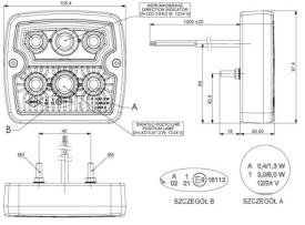 Lampa semnalizare cu pozitie tractoare si utilaje, cu 6 LED-uri, 105x97 mm - Img 2