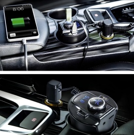 Modulator FM Auto Multifuncțional BX6 Design tip pahar, dual USB, Hands-Free - Img 3