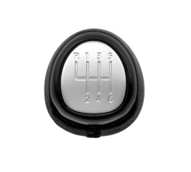 Nuca schimbator de viteze compatibil cu Saab 9-3 2003-2012, piele ecologica, 6 trepte, culoare negru cu argintiu - Img 3