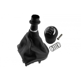 Nuca schimbator de viteze cu rama si manson piele ecologica compatibil cu VW Transporter 7 T7 2024-2026, 6 trepte, culoare negru cu crom - Img 2