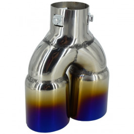 Ornament toba inox dublu, lungime 21 cm, diametru intrare 6,2 cm, cap ars - Img 2