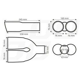 Ornamente toba inox dublu, finisaj lucios, diametru intrare 6,3 cm, latime 160 mm - Img 3