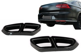 Ornamente tobe sistem de evacuare compatibil cu VW Passat B8 3G (2015-2019) Negru Lucios - Img 2