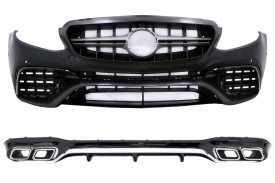 Pachet Exterior compatibil cu Mercedes E-Class W213 2016-2019 E63 Design cu Difuzor si Ornamente Tobe Crom - Img 2