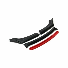 Pachet exterior Prelungire bara fata Civic Design, negru lucios cu buza rosie, 4 piese si Difuzor auto de bara universal culoare Negru Lucios - Img 3