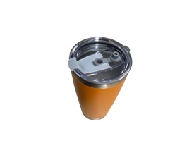 Pahar termic din otel inoxidabil cu capac, termos 600 ml, cu perete dublu, izolat in vid, culoare portocaliu - Img 9